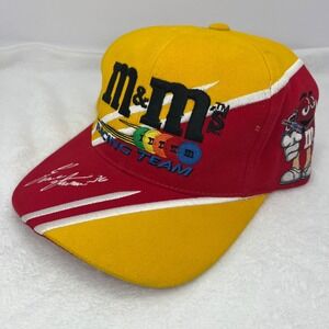 M&M Racing Team NASCAR Embroidered Hat Yellow VTG Ernie Irvan Stitched Signature